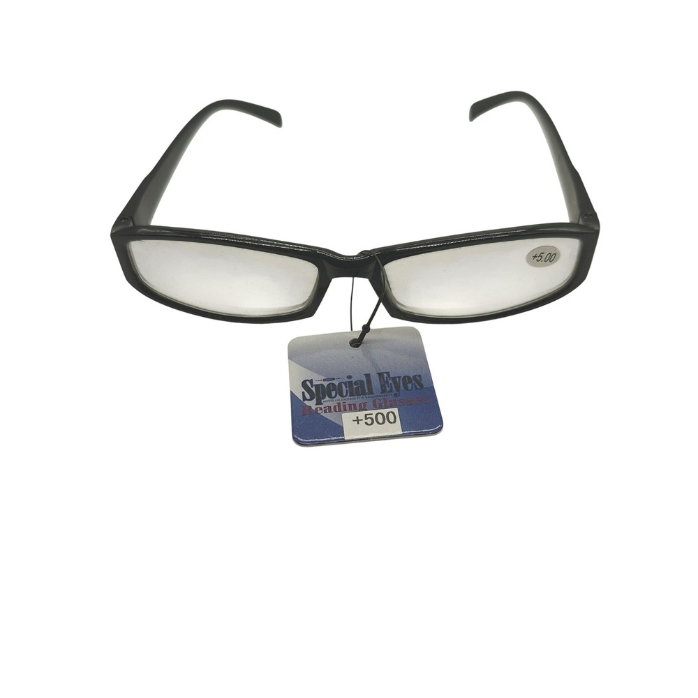 Special Eyes Reading Glasses Black Rectangular Frame +5.00 Strength